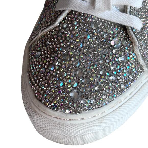 Betsy Johnson sneakers size 8.5 Sidny platform sparkle rhinestone metallic gray - Picture 2 of 13
